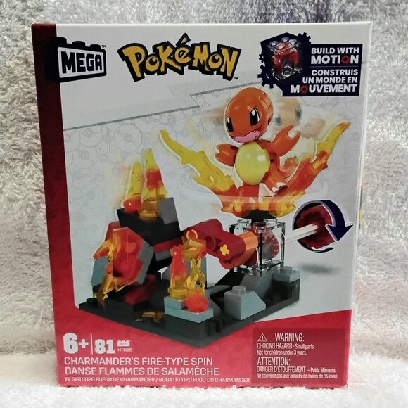 MEGA BLOKS Pokemon Charmander's Fire-Type Spin Made with Motion 81 Piece Set!! - Picture 1 of 5